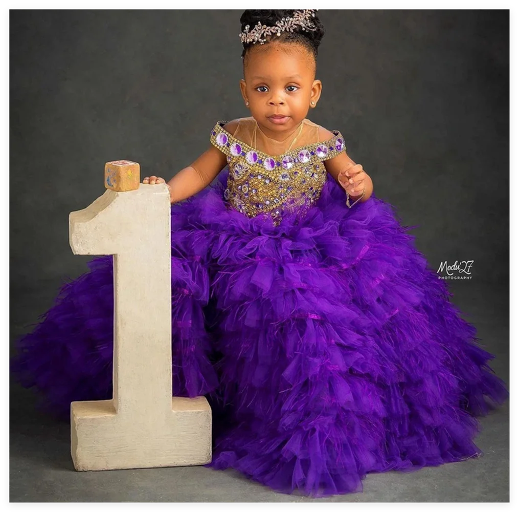 

Flower Girl Dresses Tulle Puffy Appliques 3D Flowers Sleeveless For Wedding Birthday Party Banquet Princess Gowns