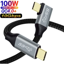 USB Type C to USB C 3.1 Gen2 10Gbps Cable PD 100W 5A Fast Charging  Elbow Cable For MacBook 4k 60Hz Type C Video Cable 1/2/3M