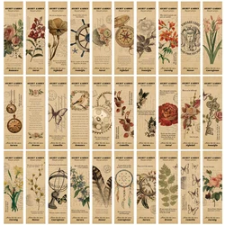 30PCS Nostalgic Style Flowers Bookmarks Nostalgia  Paper Cartoon Stationery Laptop Supply Room Community Dormitory Room Bookmark