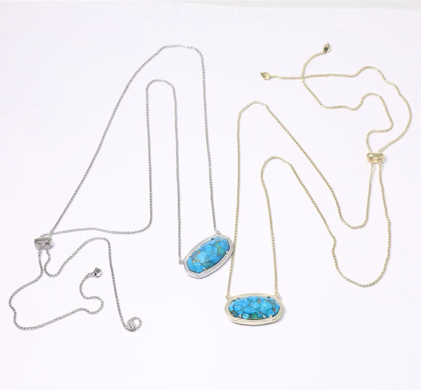 

Pull Out Blue Money Pine Stone Necklace Women's Jewelry Fashion Medium Length Sweater Chain