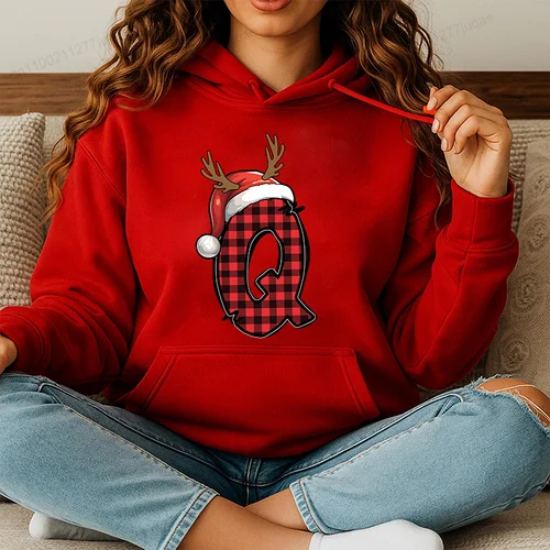 Imagen 2 del producto Sudadera con capucha navideña personalizada de Papá Noel, jersey de Hip Hop Harajuku, sudadera con alfabeto de Papá Noel, ropa deportiva, tendencias de moda Unisex