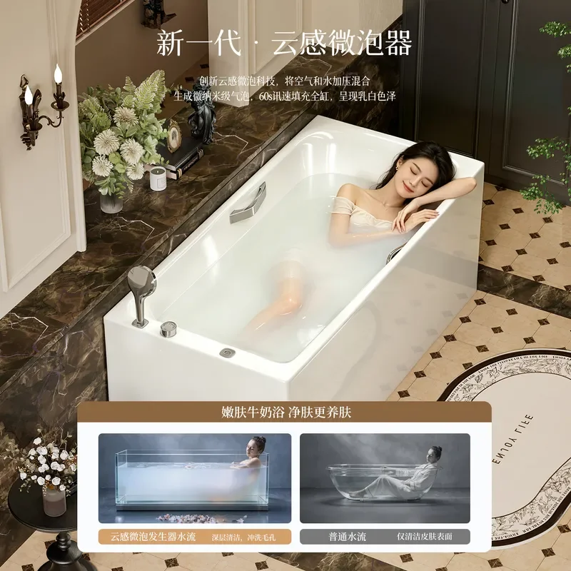 for Household Small Apartment Acrylic Bathtub for Adult Japanese Style Deep Soaking Bathroom Bath 1.2m Cross Border