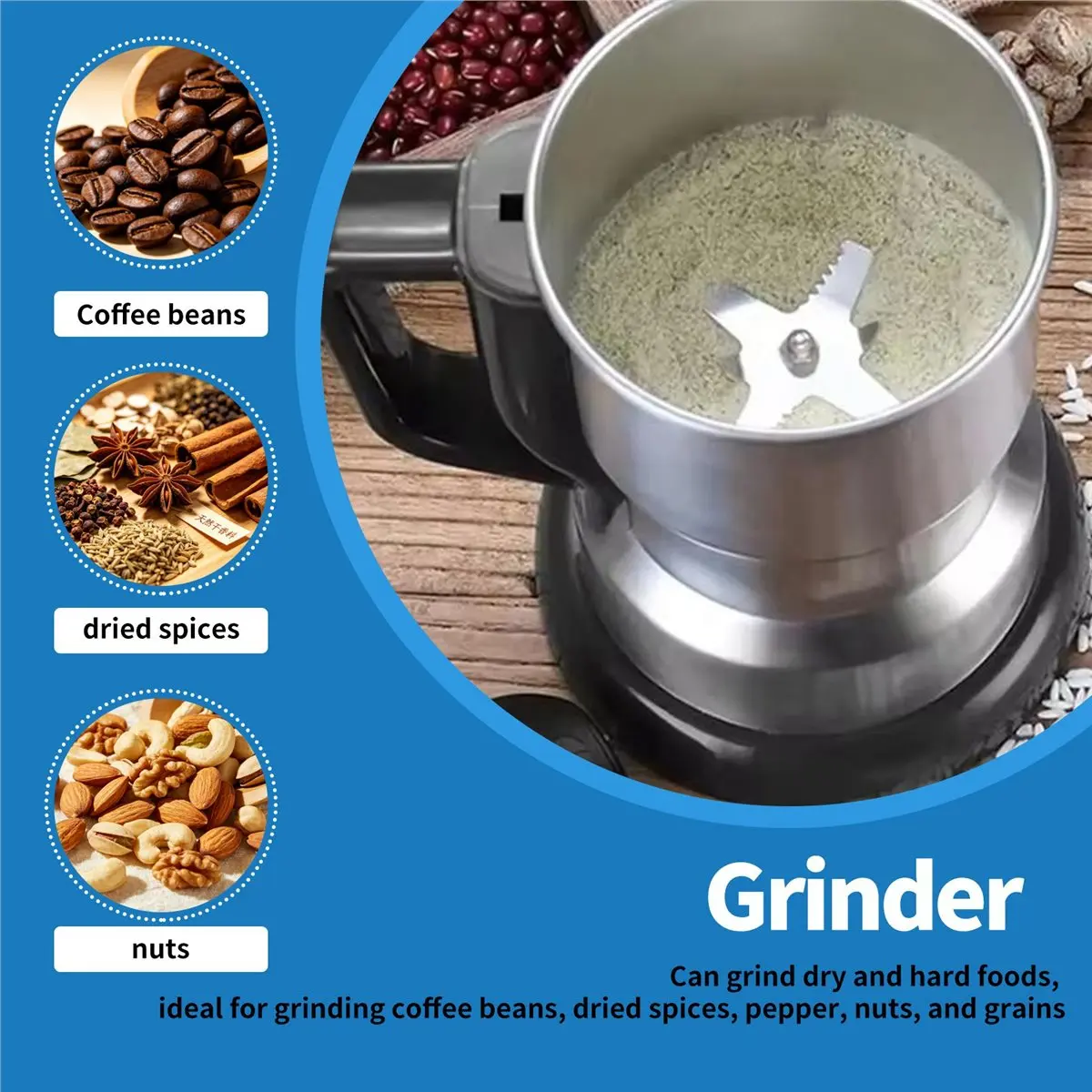 wilwill Electric Coffee Grinder Grain Mills Spice Grinder Electric Household Small Powder Grinding Machine Spice Grinder EU Plug