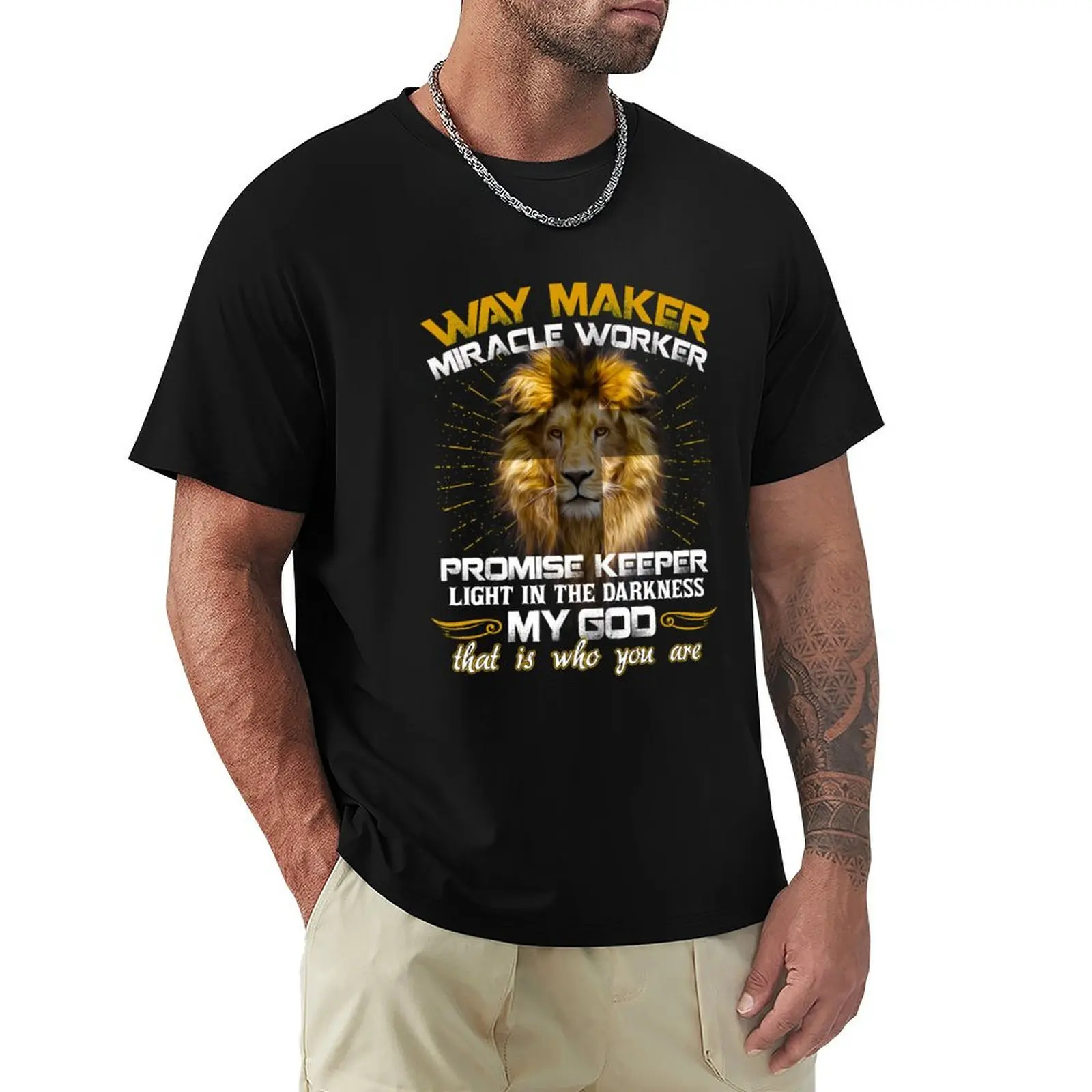 Lion Waymaker Miracle Worker Light In The Darkness Jesus T-Shirt shirts graphic tees funny t shirts men