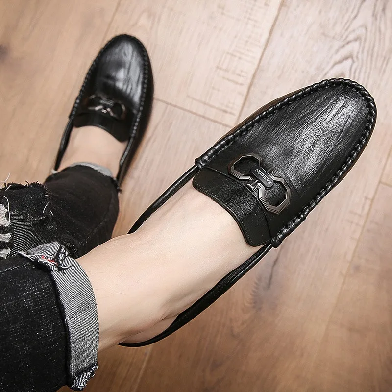 Loafers Luxury Designer Half Shoes for Men Casuales Slippers Men Mules Summer Slippers Leather Shoes for Men Zapatos Hombre