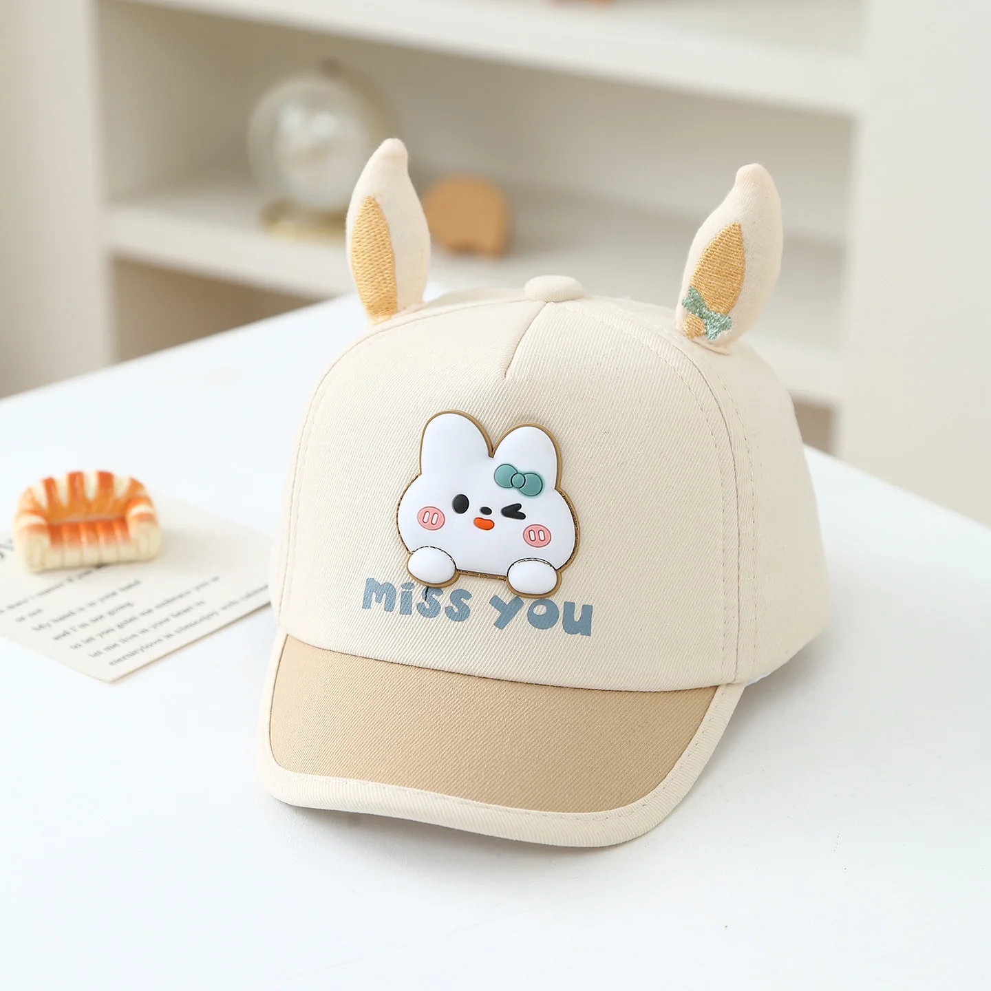 

Children's three-dimensional animal ears, printed letter baseball cap, cartoon animal style, suitable for travel photography