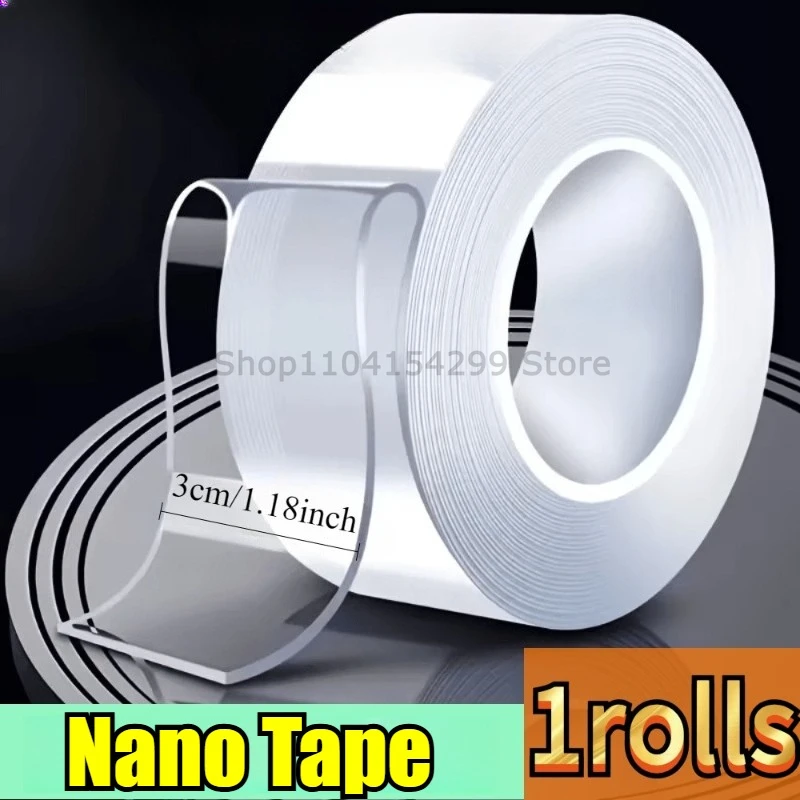 1-10M Double-sided Adhesive Nano Tape 20-50mm Width Reusable No Trace Waterproof Ultra-strong Tape Strip Clear Mounting Tape