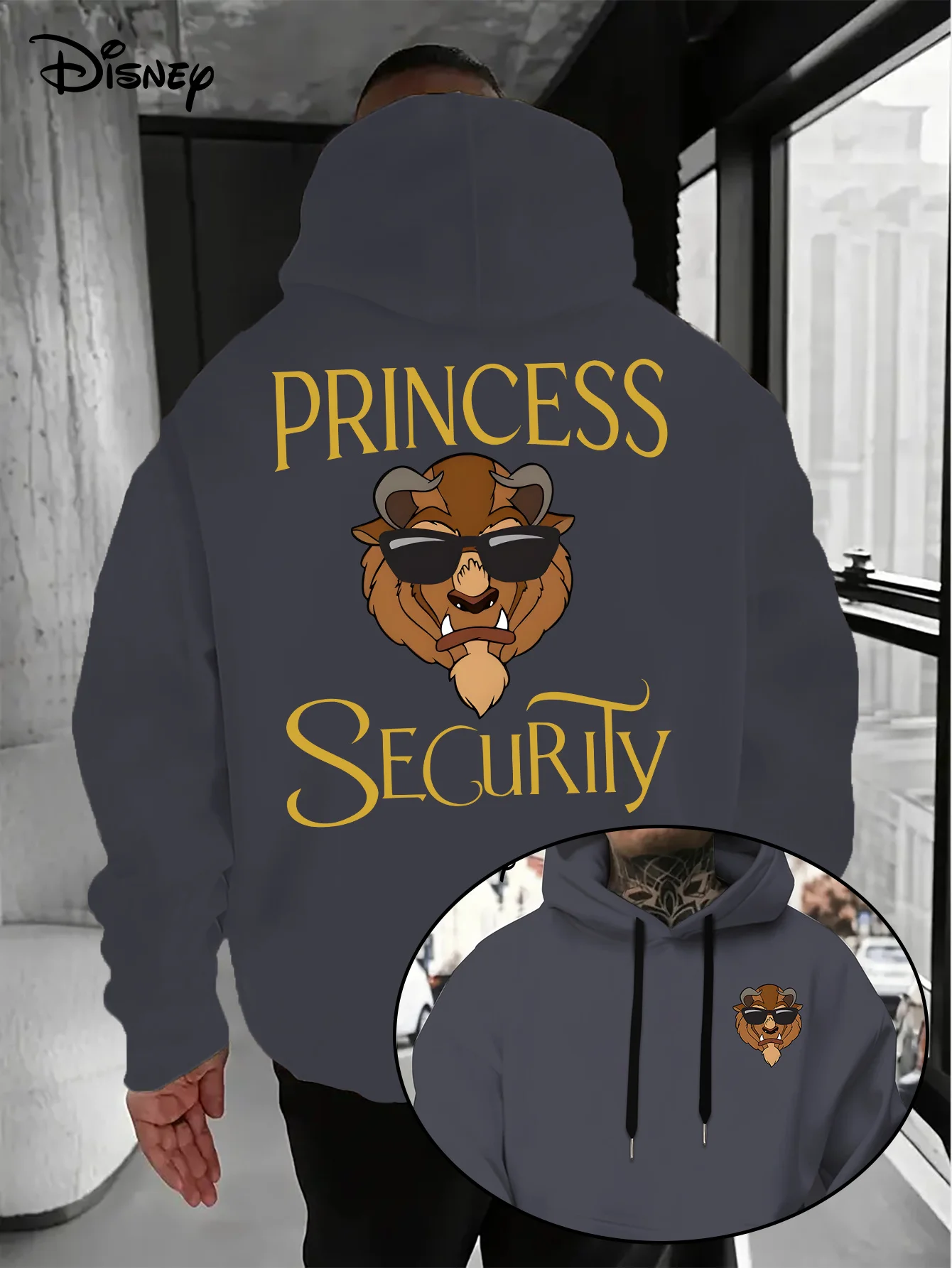 سترة ديزني سيمبا بيوتي آند ذا بيست بغطاء للرأس للخريف والشتاء كاجوال للجنسين، ملابس رياضية بقلنسوة كبيرة الحجم #6