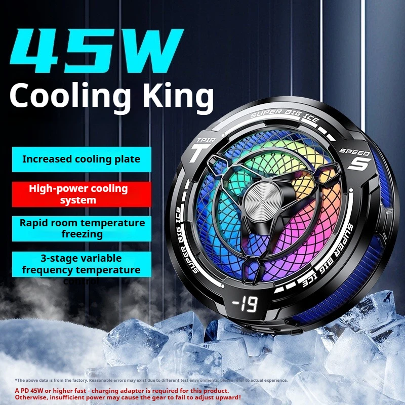 New 45W Semiconductor Tablet Cooler Large Area Powerful Cooling Magnetic RGB Phone Cooler for Pad/Gaming Phones with Lights