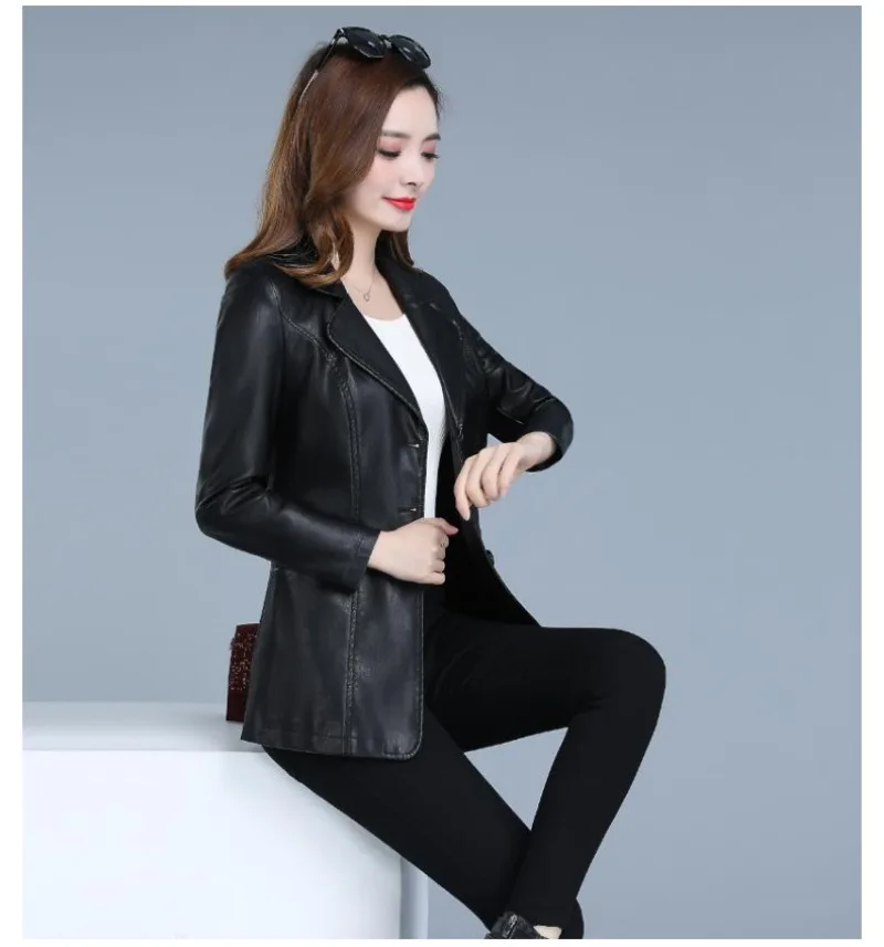 Causal Women\'s Leather Jackets Female Leather Coat PU Jacket  New Fashion Long Wild Women Clothing Korean Fashion Slim Coats