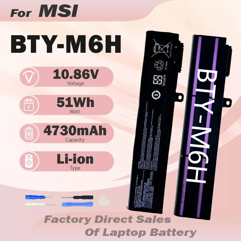 

BTY-M6H Battery For MSI GE62 GE62VR GE72 GP62 GP72 GL62 GL72 GP62VR GP72VR PE60 PE70 MS-16J2 MS-16J3 MS-16J9 MS-1792 MS-1795