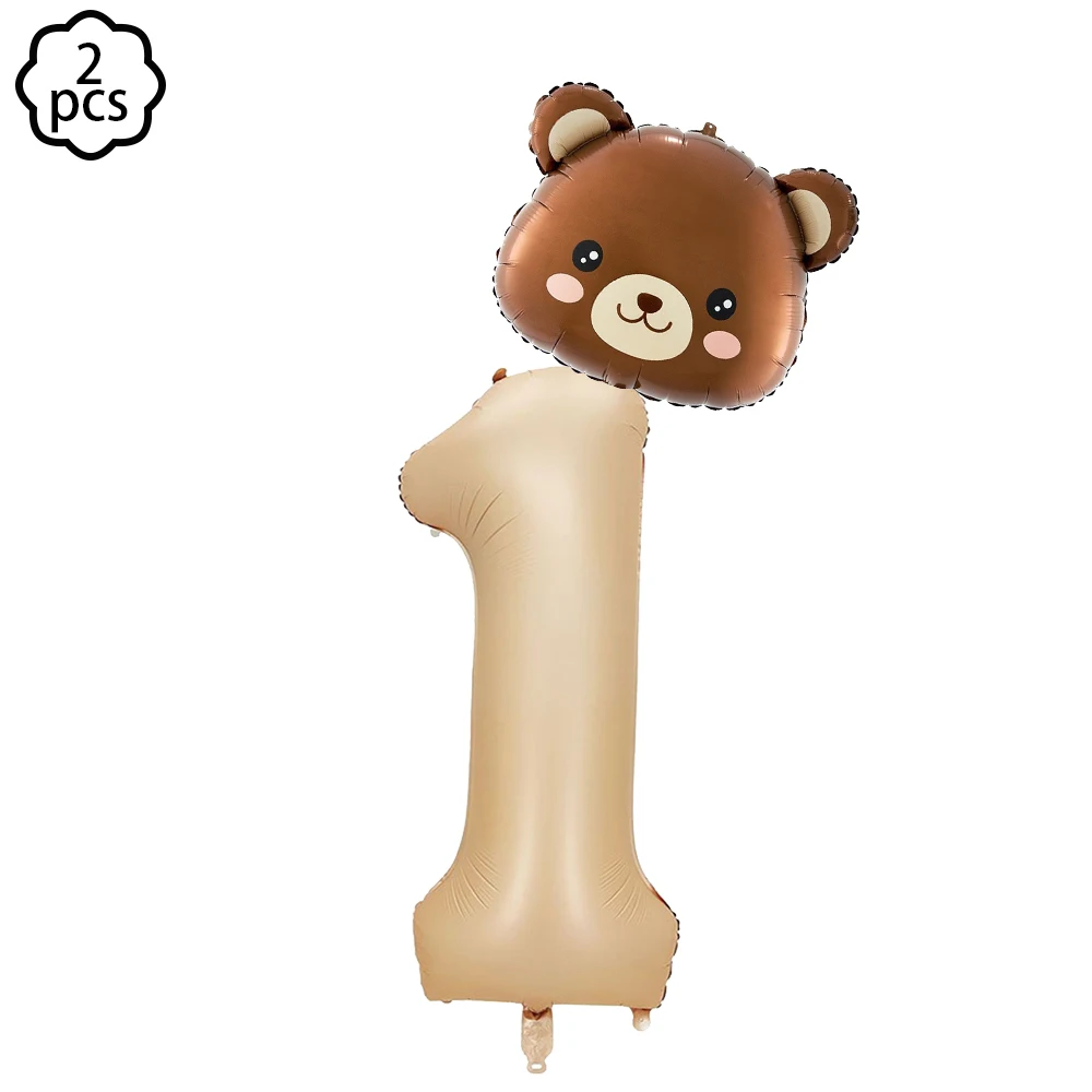 Brown Teddy Bear Balloon Bear Number Balloon set kids boy Bear Birthday Party Decoration wedding Baby Shower party decor balloon