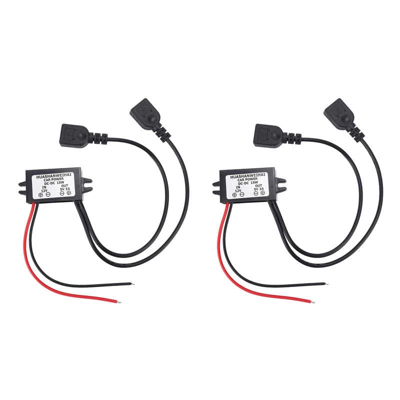 AS95 2X DC Converter 12V to 5V 3A Dual USB Car Power Regulator Voltage Step Down Module Waterproof