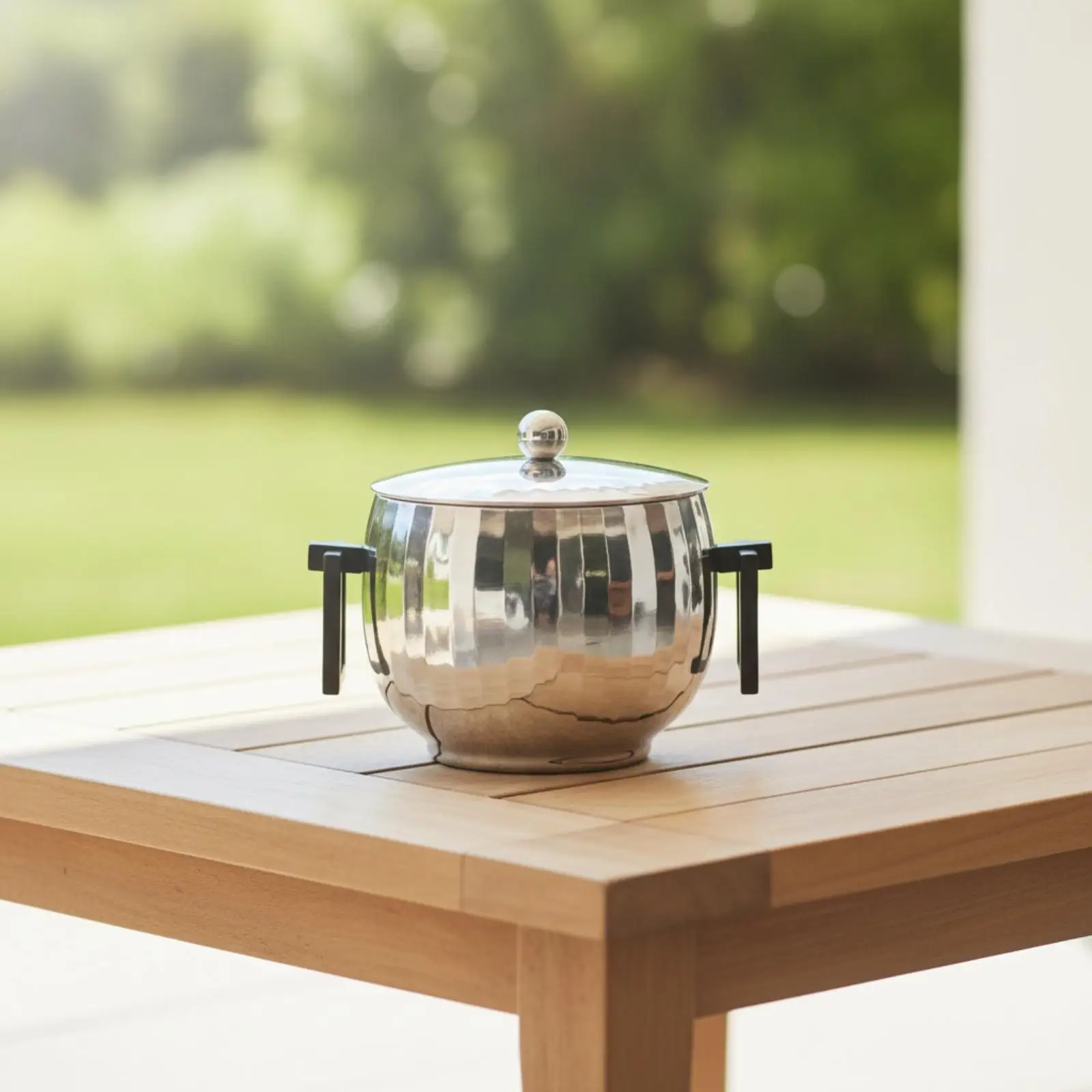 Enamel Coated Ice Bucket for Champagne Wine or Snacks with Cover and Knob