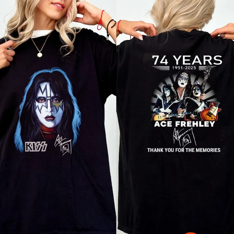 Rip Ace Frehley Shirt Memories 1951-2025 Signature Tops Multicolors Cotton T-Shirt Men and Women Crew Neck Casual Comfortable