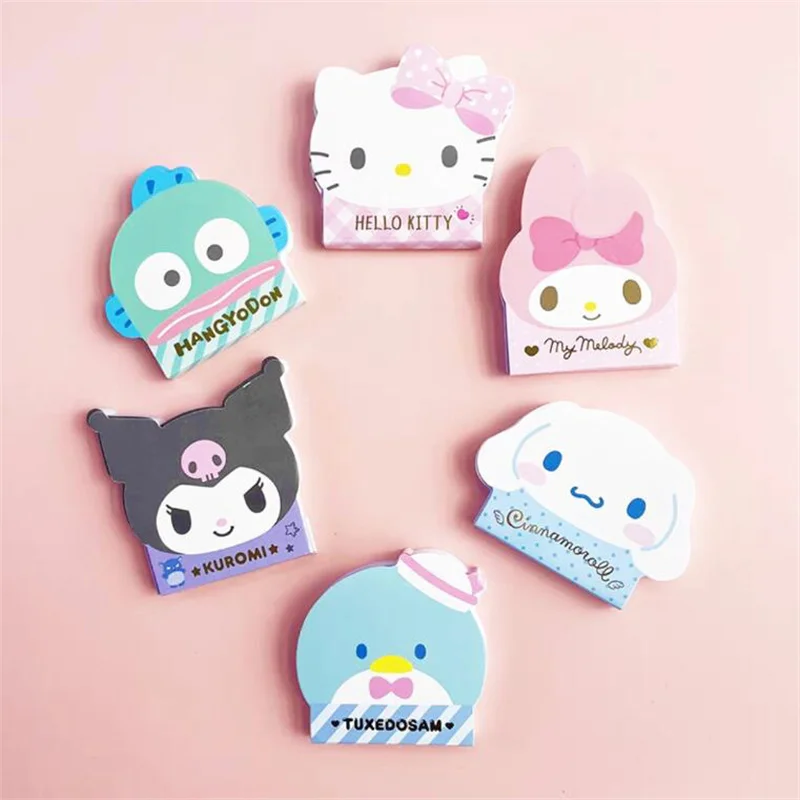 6pcs/lot Sanrio Melody Kuromi Cinnamoroll Memo Pad Sticky Notes Stationery Label Notepad Planner Sticker Post School Supply