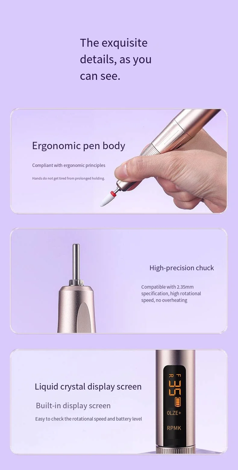 Nail Art Tools Available Electric Nail Files Lightweight and Portable Professional Nail Salon Portable Nail Shaping Tools 2026