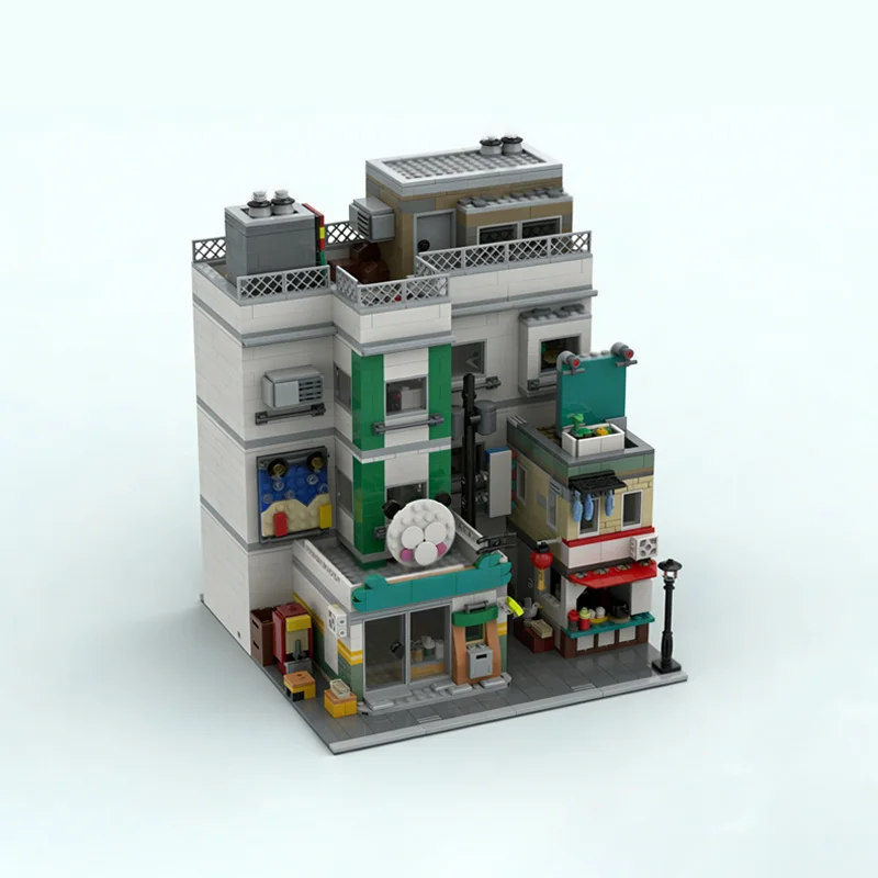 都市街並みモデル MOC ビルディングブロック都市住宅ビルモジュラーテクノロジーギフトホリデーアセンブル子供のおもちゃスーツ