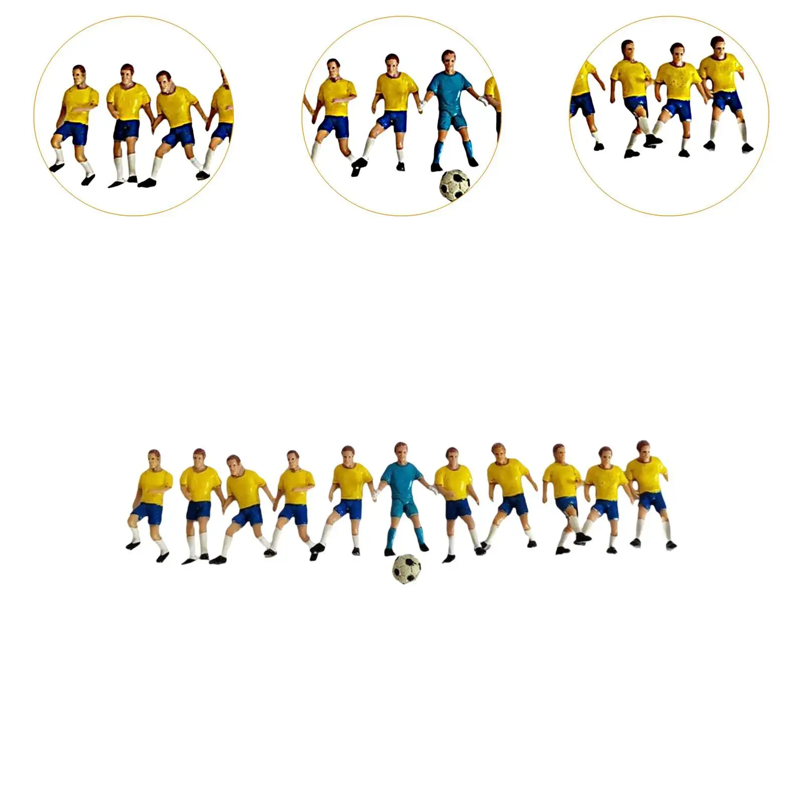 11x Figure di giocatore di calcio in miniatura Ragazzo di calcio Puntelli per foto Modello realistico di persone minuscole per la decorazione del desktop Tavolo di sabbia