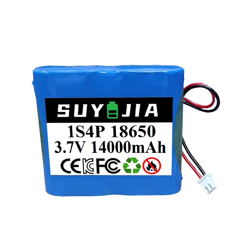 3.7 V 18650 1S4P 14000mAh Batería De Litio Recargable Amplificador Placa De Protección Del Altavoz + Enchufe De XH-2P