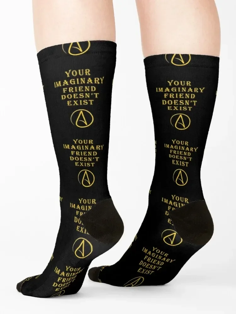 Your imaginary friend doesn't exist. Atheist Atheism Socks funny gifts luxury sport valentine gift ideas Socks Woman Men's