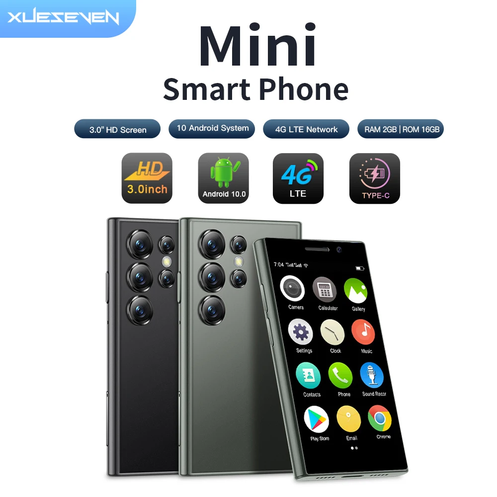 SERVO 4G LTE Mini Smart Phone Android System 10.0 Google Play Multilingual WIFI 16GB ROM Palm Small Smartphones Stylish Items