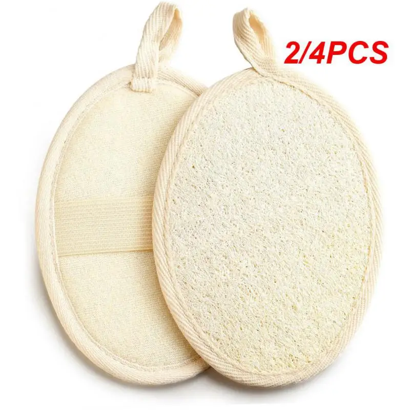 2/4PCS Bath Brush Natural Loofah Exfoliator Scrub Soft Shower Bathing Tools Loofah Sponge Body Scrub Exfoliating Cleaning Pad