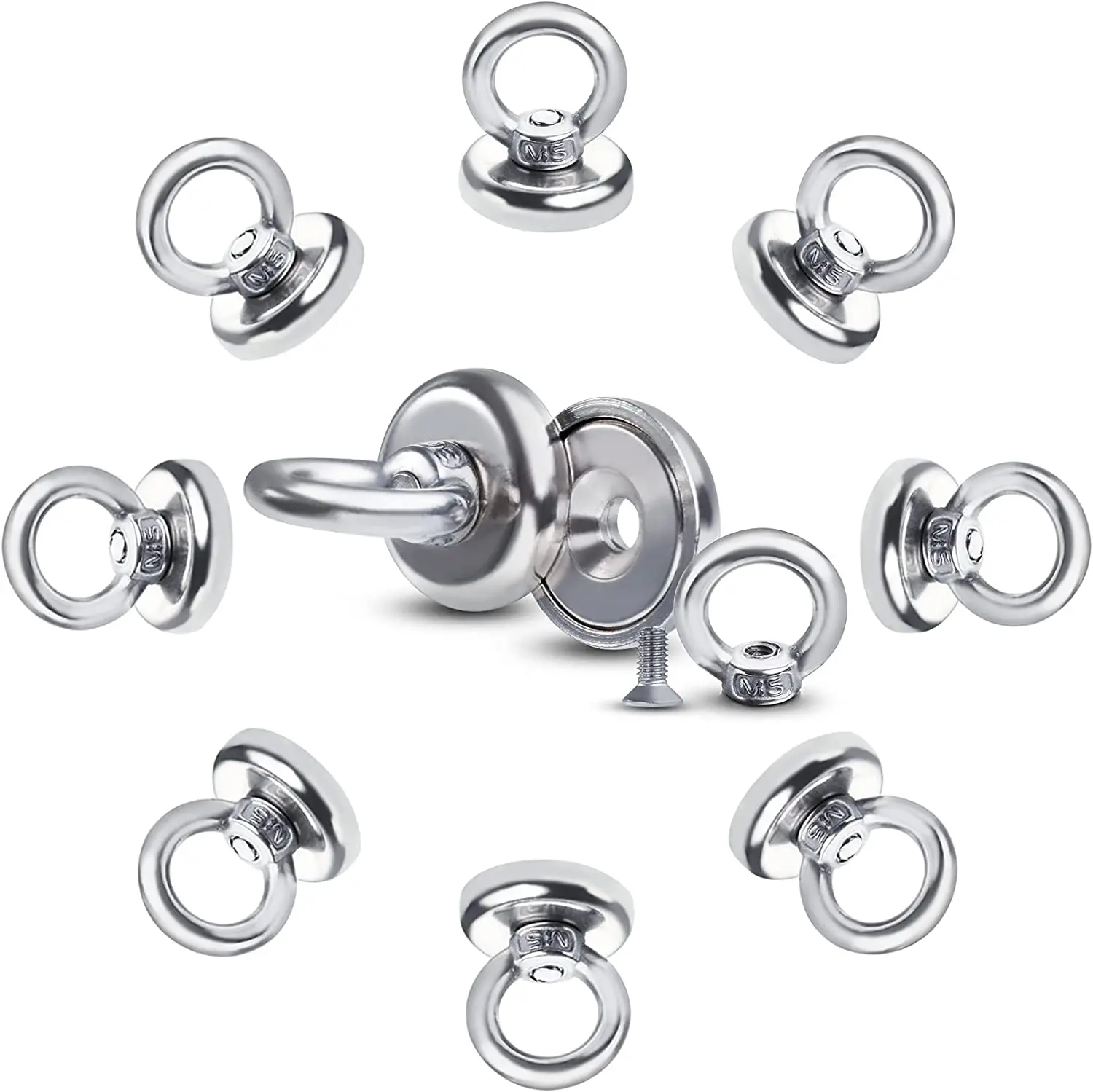 25mm Super Strong Neodymium Magnet Hooks with Countersunk Hole Eyebolt, Magnet with Hooks for Home Kitchen Workplace