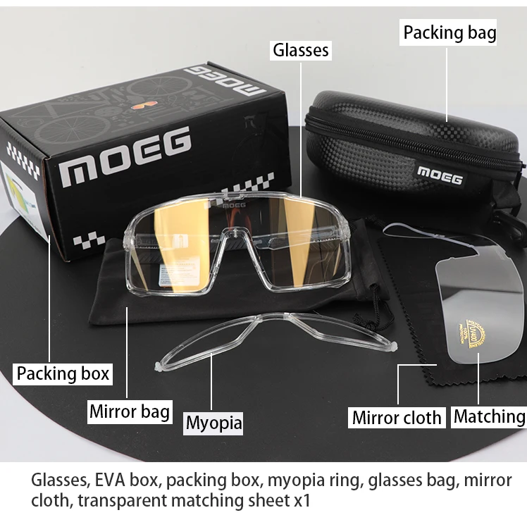 MOEG Gafas de sol deportivas fotocromáticas transparentes Gafas de ciclismo unisex Deportes al aire libre Gafas de ciclismo UV400