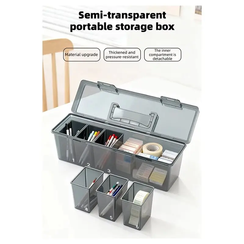 TFORU-7Pcs Handheld Toolbox, Portable Large Capacity Thick Plastic Hardware Tool Storage Box, Toolbox With Handle