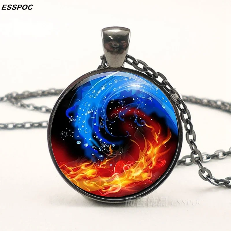 Phoenix collana Steampunk Yin Yang albero della vita pendente Cabochon in vetro collana a catena nera uomo donna accessori moda regali