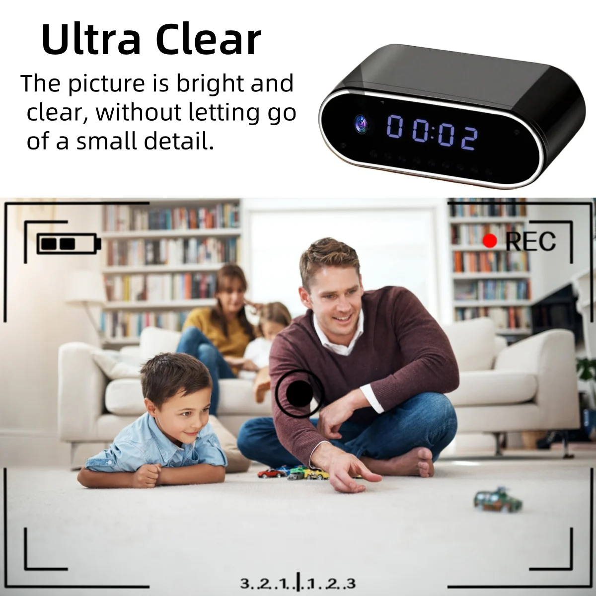 Cámara de reloj inalámbrica con visión nocturna WiFi HD 4K visualización remota para vigilancia del hogar y la oficina, cámara de seguridad con 64G