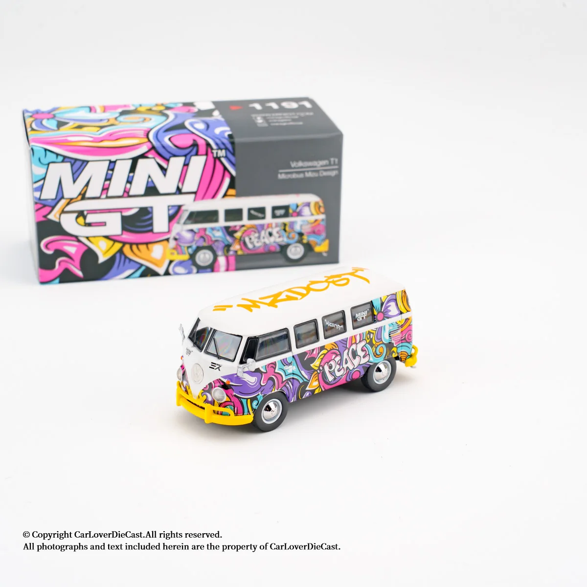 MINIGT 1:64 Volkswagen T1 Microbus Mizu Design MGT01191-CH Car Alloy Toys Diecast Metal Model for Children view 5