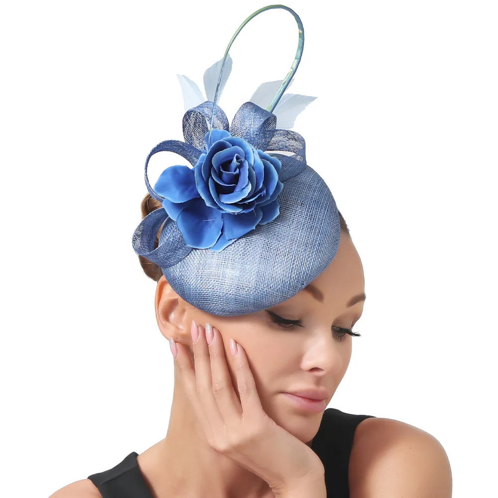 High Quality Sinamay Flower Wedding Hat Fascinators Elegant Bridal Headwear for Women Banquet Cocktail Millinery Hair Accessory