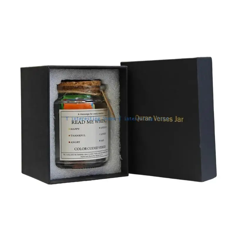 

896A Spiritual Upliftment Quranic Verses Jar with 90 Strips Emotional Heal Jar Gift for Muslims Men Women Friend