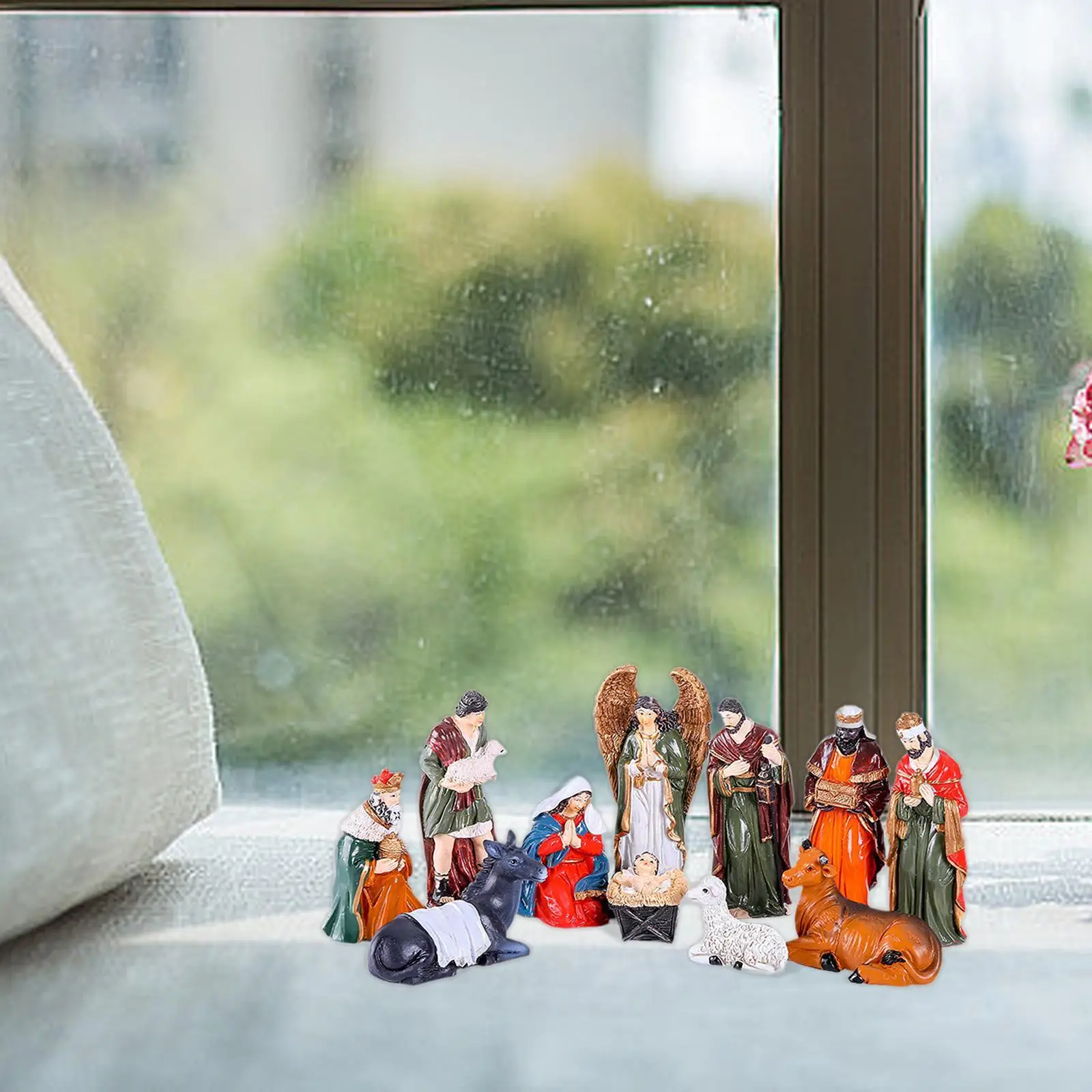Christmas Nativity Scene Figurines Set Convenient Unique Decorative Xmas Sculptures for Living Room Fireplace Bedroom Home