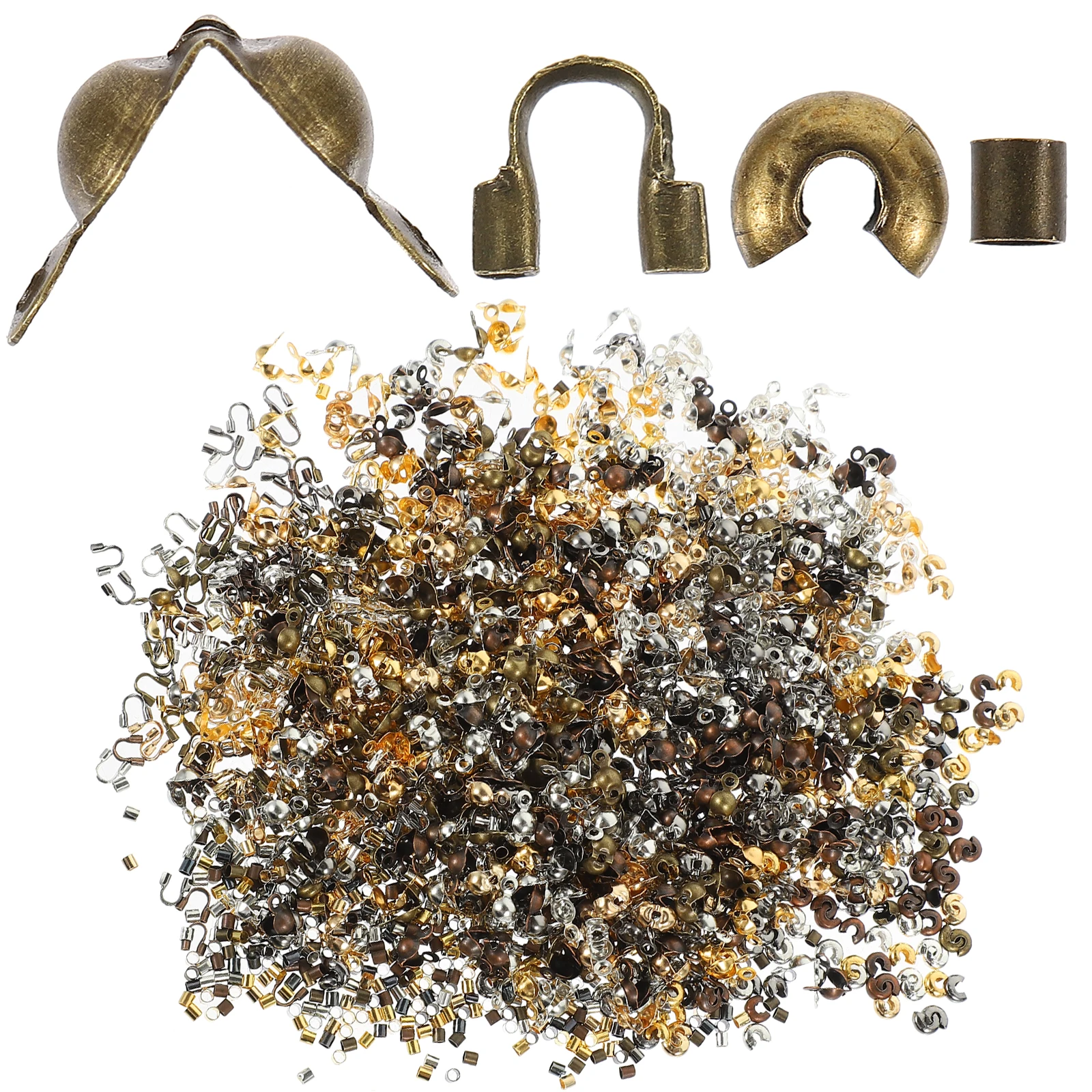 

2100 pcs Positioning Bead Jewelry Accessories Crimp Beads Tubes Covers for Making Necklaces Bracelets Earrings Anklets DIY
