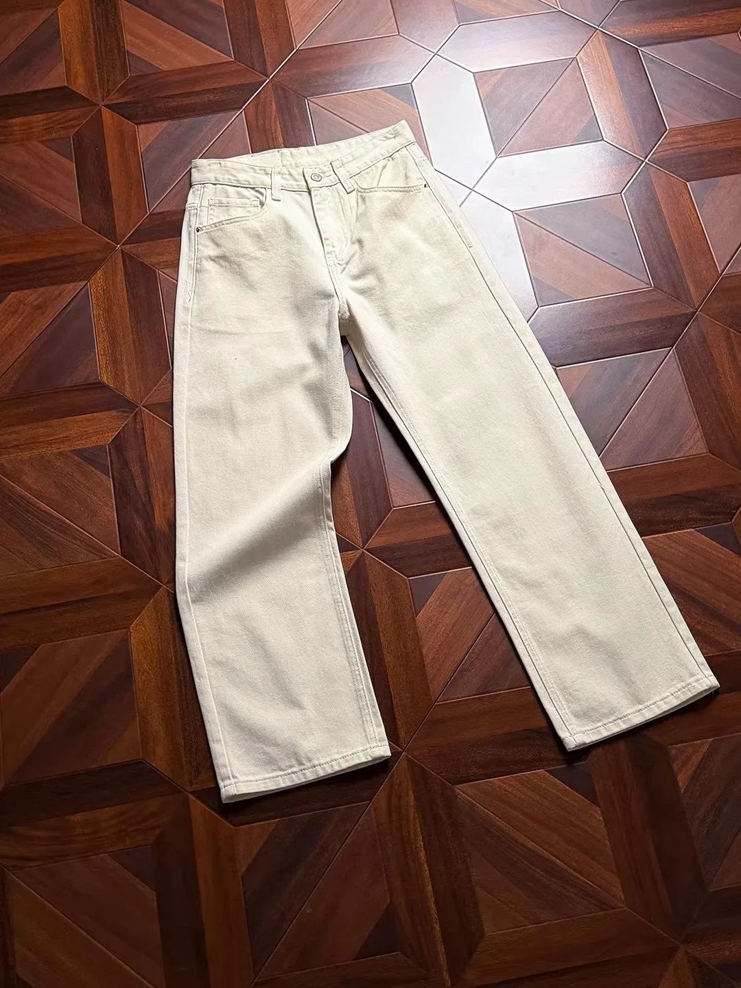 

Large Size Summer New mat Aesthetic Workwear Pants Men 05 Oz Luxury Texture Wheat White Jeans Men Casual Loose Straig...
