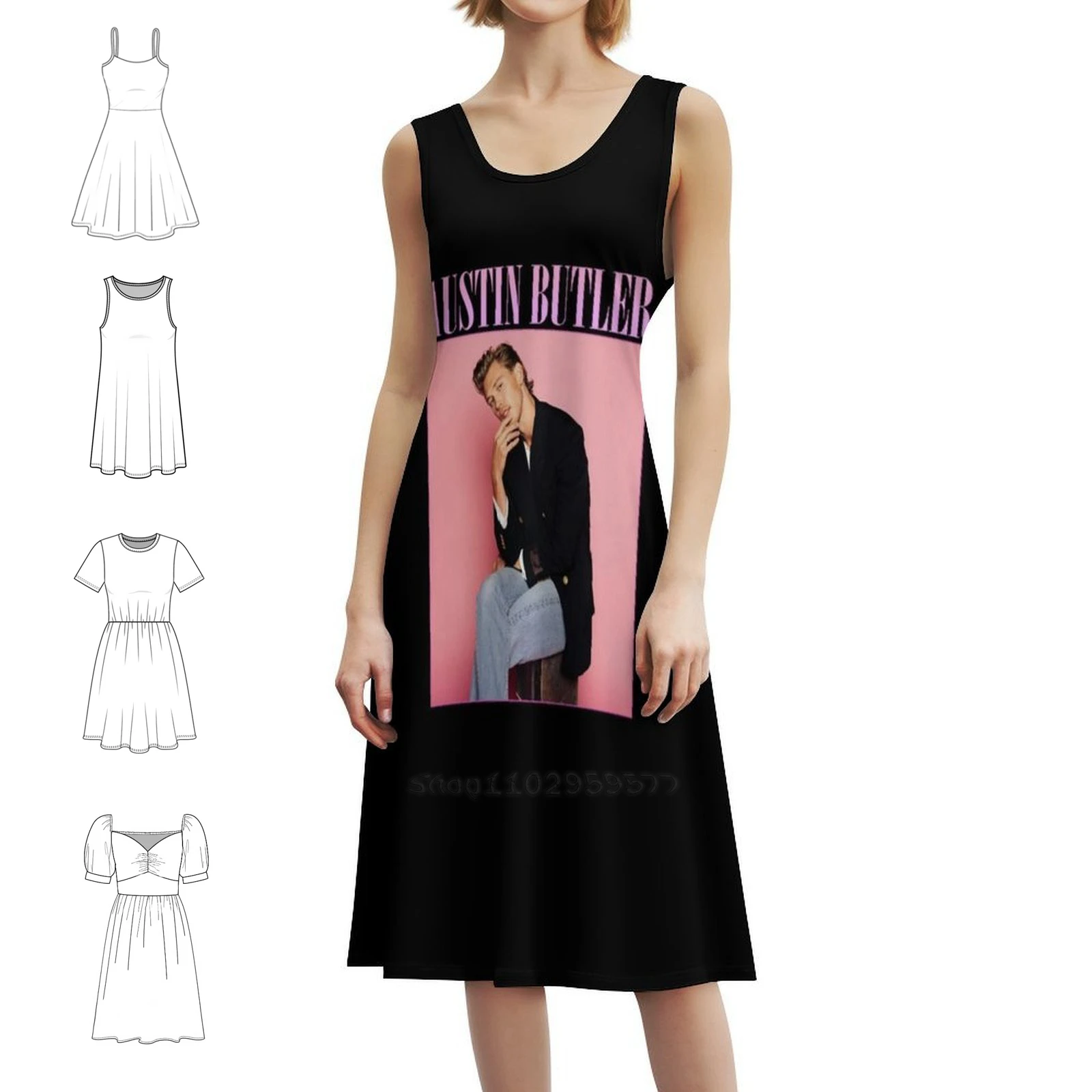 فستان أوستن بتلر Pnky Boy Preppy Style قصير للنساء على شكل حرف a فضفاض مناسب فستان يوم غير رسمي أوستن بتلر أوستن بتلر أوستن