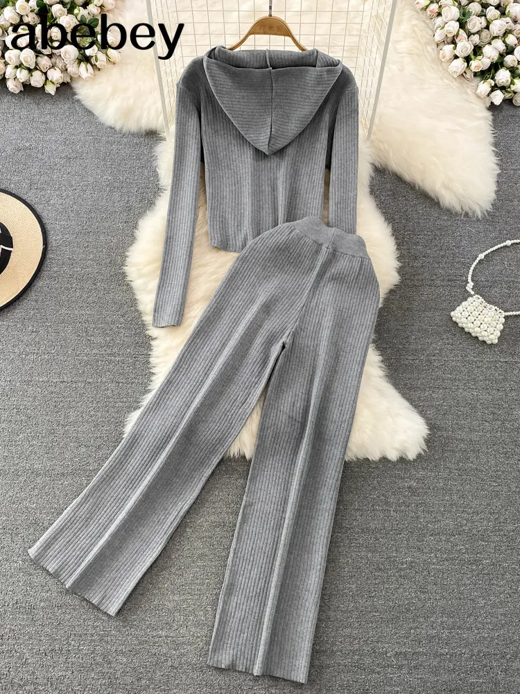 New Winter Women\'s Tracksuit Sweater+Wide LegsPants Suit Oversized Casual Two Piece Set Sports Sweatshirts Pullover Outfits y2k