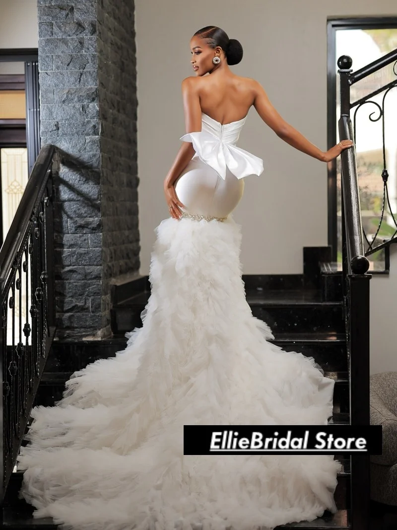 Роскошные свадебные платья русалки для женщин, многослойные оборки, аппликация из бисера, свадебные платья Vestido De Novia 2025 по индивидуальному заказу