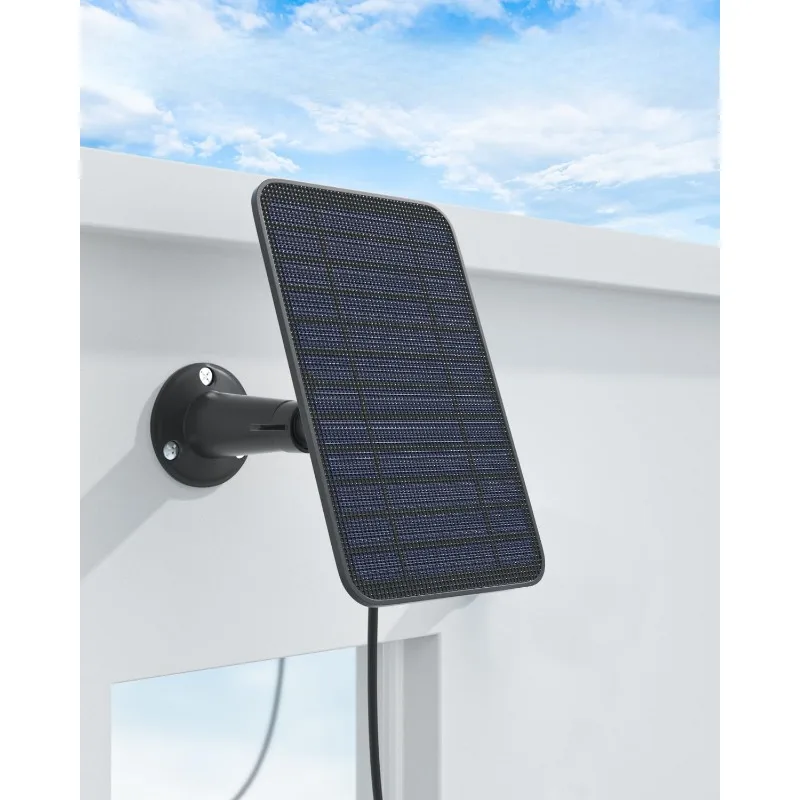 5W Solar Panel for Camera Outdoor, Solar Panel Charger with Battery Compatible with New Outdoor 4Camera, with 13.1ft Cable