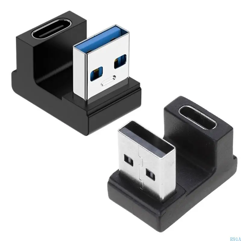 R91A Тип C Женский до USB 3,0 Мужской конвертер 10 Гбит / с типа C до USB 3,0 90 градусов