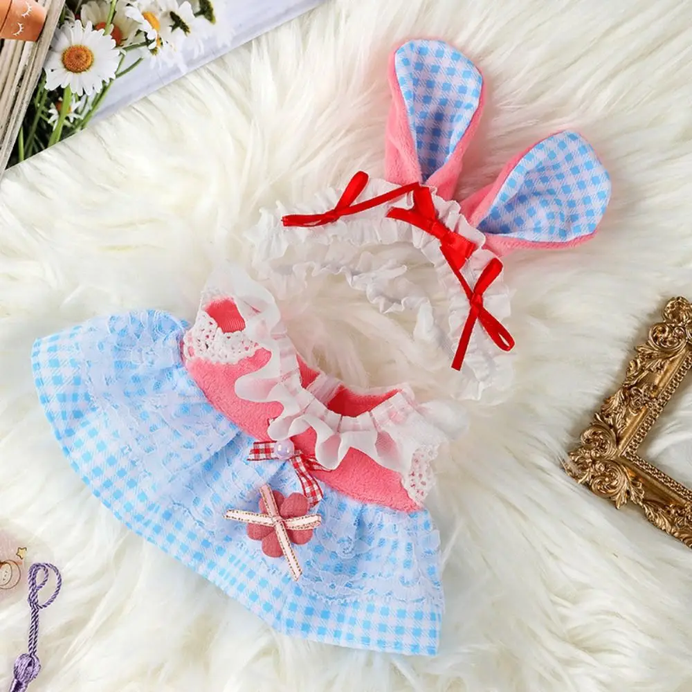 20Cm Katoenen Poppenkleding Met Headwear Strik Hoofdband Accessoires Pluche Poppen Jurken Rok Decoratie Voor Exo Idool Pop Accessoire