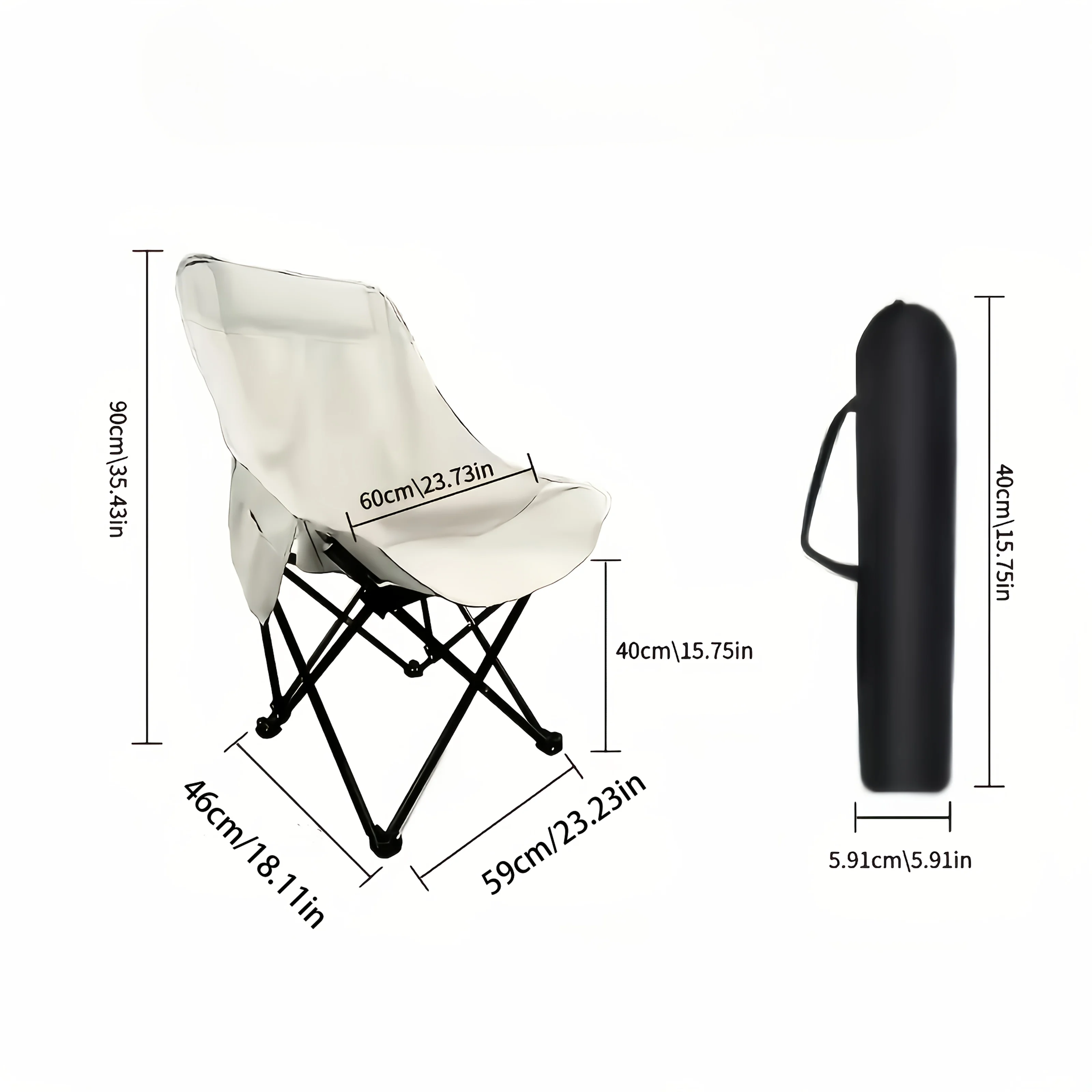 Portable Folding Camping Chair Outdoor Recliner Fishing Stool Lightweight Beach Chair for Camping Hiking Picnic Travel
