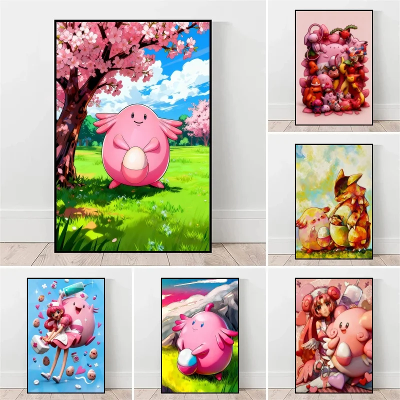 

Anime Pokémon Canvas Painting Chansey, Whimsical Style Wall Art for Home Decor, Sweet Gift for Pokémon Fans