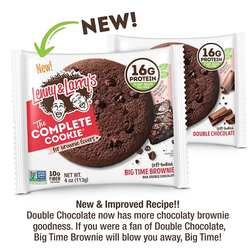 Lenny & Larry's Complete Cookie Chocolate Chip Plant Protein Vegan/Double Chocolate Kotak Kue Lengkap 4oz(113g)*3 bungkus