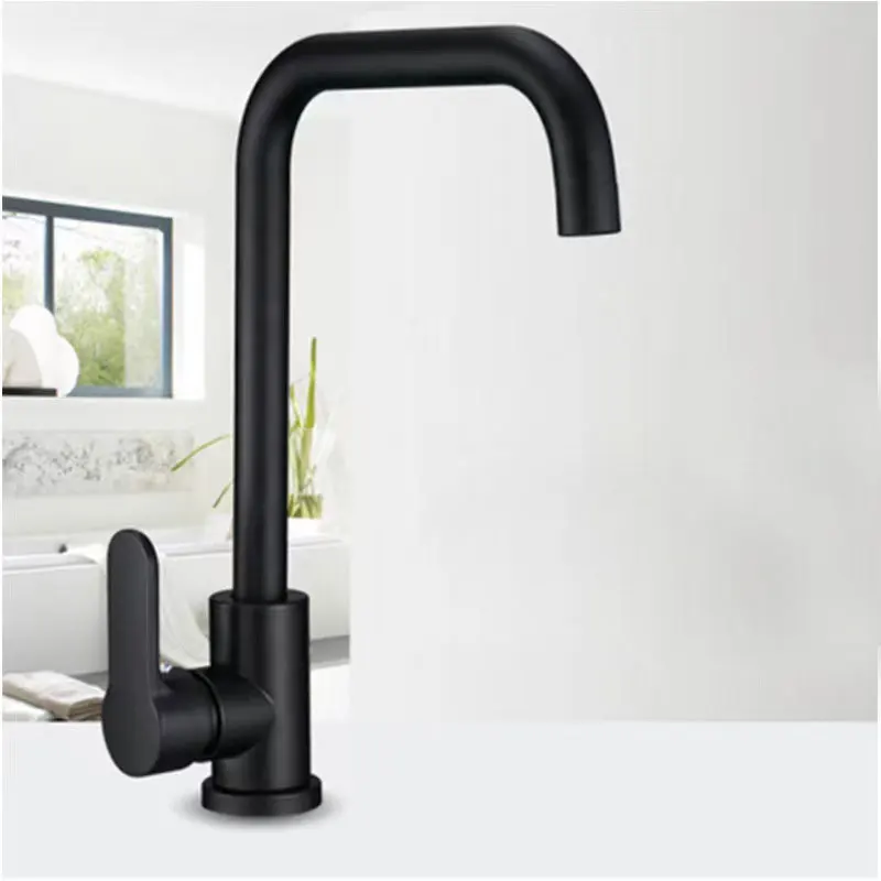 

Modern RV Matt Black Single Handle Kitchen Mixer Sink Faucet Stainless Steel Sink Tap
