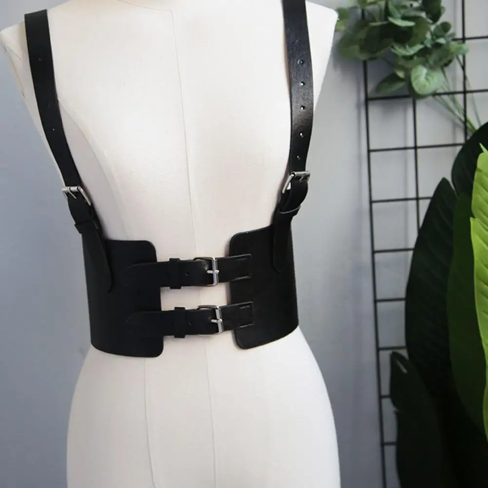 Adjustable Punk Girdle Party Wear Waist Belt Punk Style Women Girdle Belt Adjustable Imitation Leather Waist Cincher Festival