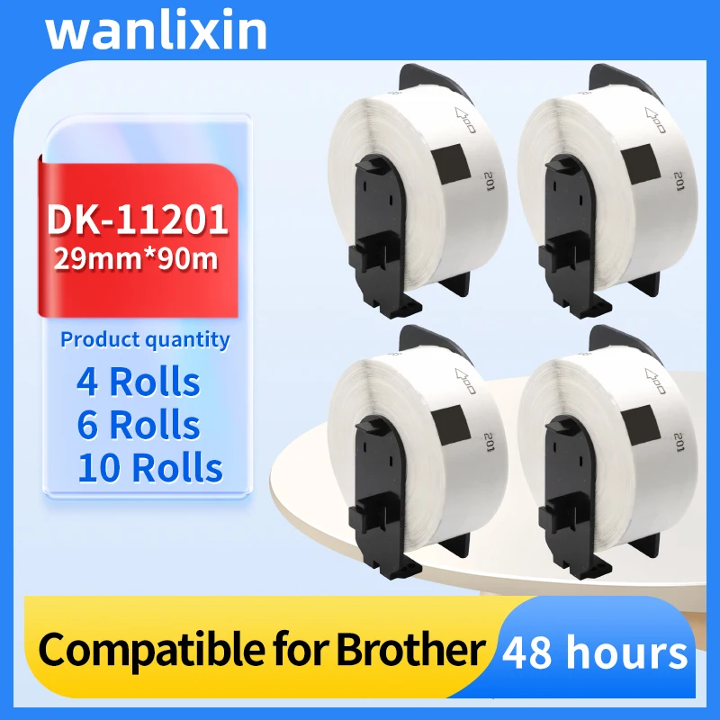 4Roll DK-11201 DK11201 for Brother Labels With Holders 29mm*90m Thermal Paper fit for QL-500 QL-700 QL-800 QL-1100 With Holders